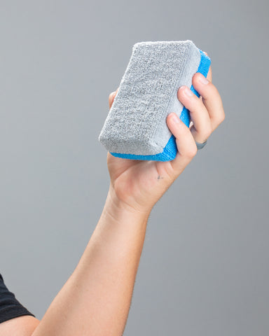 [Saver Applicator] Microfiber Wax Or Coating Applicator Sponge with Plastic Barrier - Blue & Gray [12 pack]