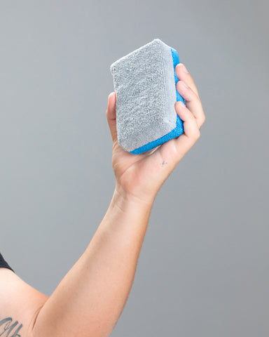 [Saver Applicator] Microfiber Wax Or Coating Applicator Sponge with Plastic Barrier - Blue & Gray [12 pack]