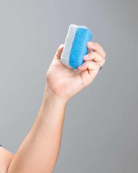 [Saver Applicator] Microfiber Wax Or Coating Applicator Sponge with Plastic Barrier - Blue & Gray [12 pack]