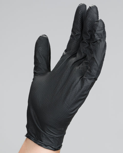Textured Black Latex Gloves